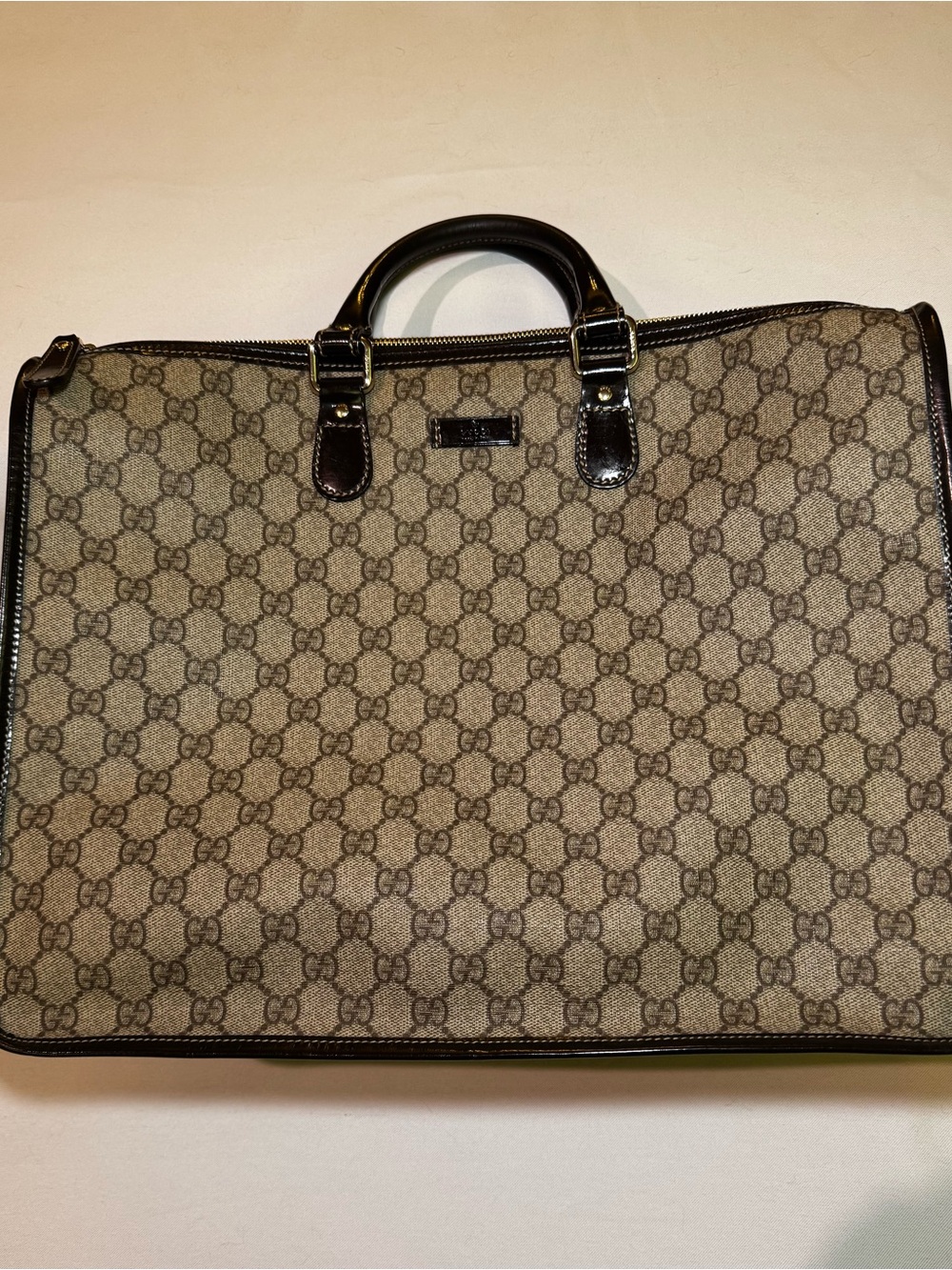 Vtg Authentic Gucci GG Supreme GG Monogram Top Handle Canvas Tote Bag Pre-owned - Picture 1 of 11